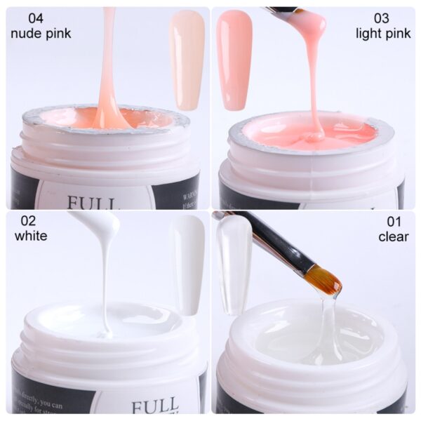 15ml Quick Building Gel for Nail Extension Acrylic White Clear UV Builder Gel Manicure Nail Art Prolong Forms Tips LA1623 - Image 4