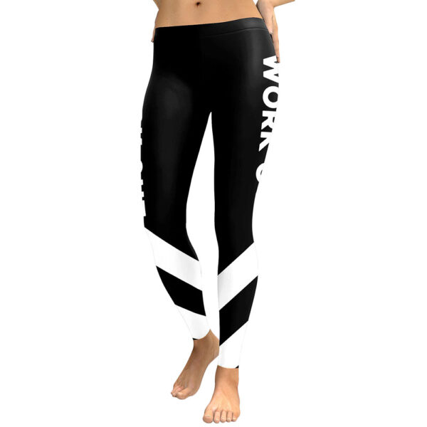 Slim New Striped  Women Leggings Workout Digital Print Fitness High Waist Leggin Black White Patchwork Legging Pant - Image 2