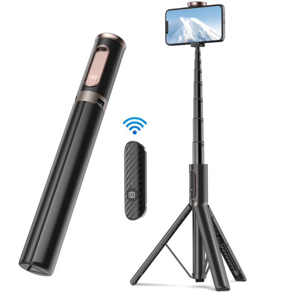 New 150cm Long Selfie Stick Tripod Carbon Fiber Plastic Detachable Remote Control AB202 Max Phone Compatibility Rotatable - Image 9