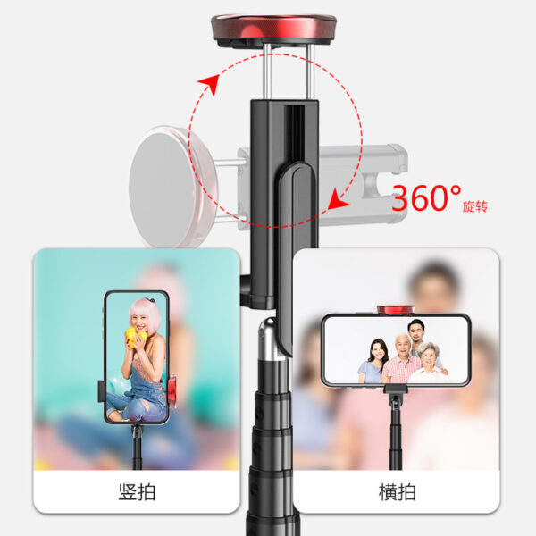 New 150cm Long Selfie Stick Tripod Carbon Fiber Plastic Detachable Remote Control AB202 Max Phone Compatibility Rotatable - Image 4