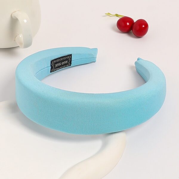 New hairband sponge thickened and widened headband high skull top hair clip mesh red wide edge pressed hair headwear for women - Image 7