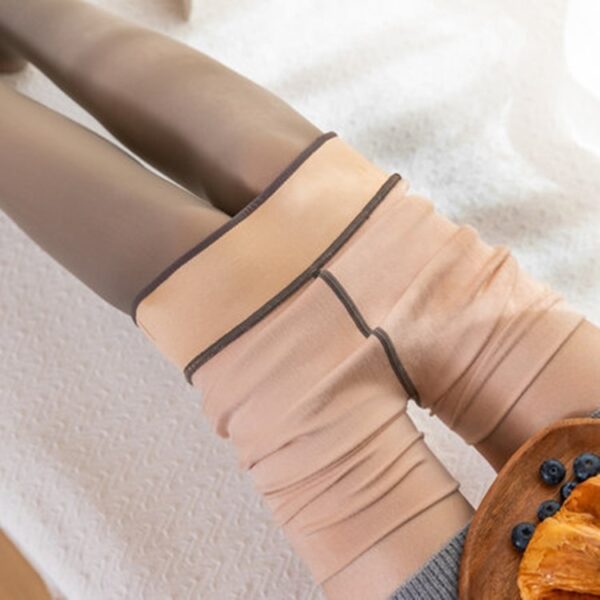 Stewardess Grey Thickened Plush Skin Penetrating Leggings For Women Wearing Fake Flesh Penetrating Pantyhose In Autumn And Winter - Image 4