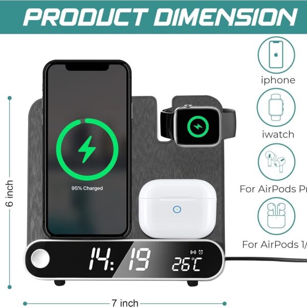 Multi functional clock wireless charging watch earphone wireless charging thermometer wireless charging 15W wireless charging - Image 5
