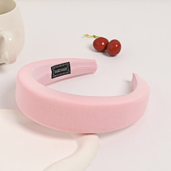 New hairband sponge thickened and widened headband high skull top hair clip mesh red wide edge pressed hair headwear for women - Image 17