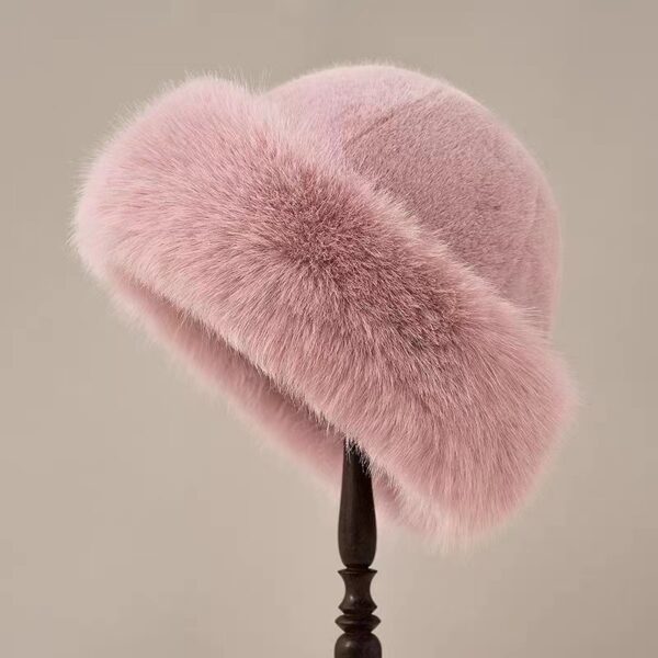 New Mongolian hat with thickened insulation, faux fur fashion basin hat, faux mink fur women's fisherman hat - Image 10