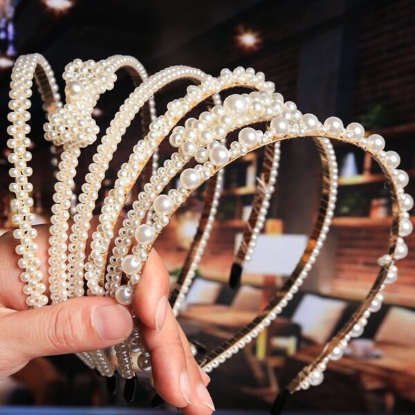 Bride's Hair Accessories Women's Handwoven Knotty Pearl Headband Japanese Korean Headdress Bow Hair Clip Crown Headband - Image 2