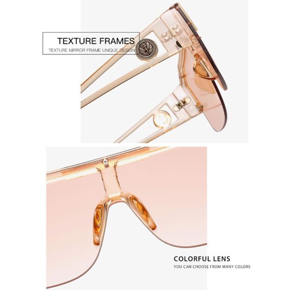 Oversized Square Sunglasses Men Women Vintage Metal Big Frame Semi-Rimless One Lens Sun Glasses UV400 - Image 5