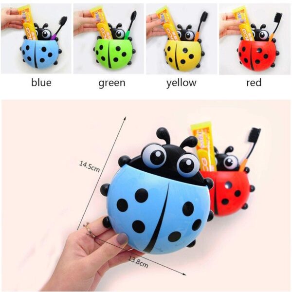 Cute Ladybug Insect Toothbrush Wall Suction Bathroom Sets Cartoon Sucker Toothbrush Holder / Suction Hooks Bathroom Racks