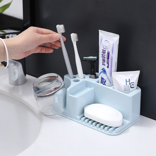 Toilet Toothbrush Rack Free Punch Brushing Cup Mouthwash Cup Holder Toothbrush Toothpaste Rack Toothware Storage Rack - Image 3