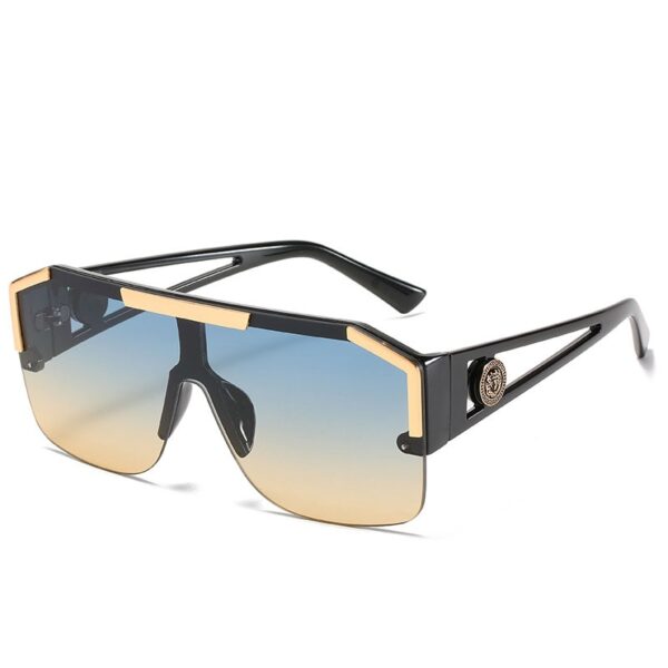 Oversized Square Sunglasses Men Women Vintage Metal Big Frame Semi-Rimless One Lens Sun Glasses UV400 - Image 11