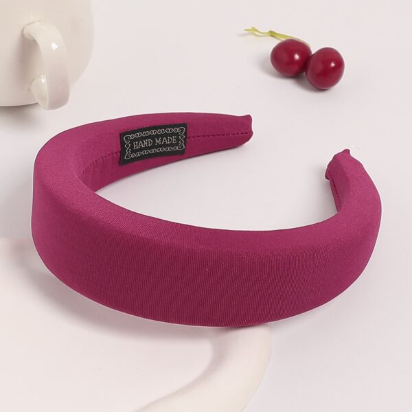 New hairband sponge thickened and widened headband high skull top hair clip mesh red wide edge pressed hair headwear for women - Image 5