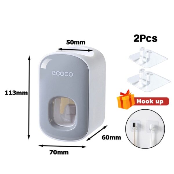 Automatic Toothpaste Dispenser Squeezers Toothpaste Tooth Dust-proof Toothbrush Holder Wall Mount Stand Bathroom Accessories Set - Image 8