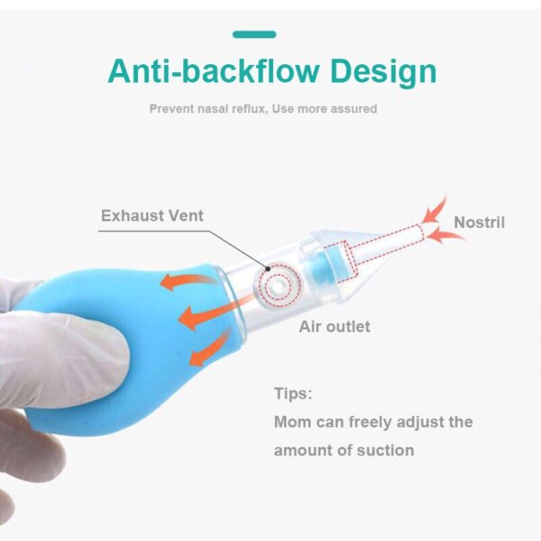 Infant silicone nasal aspirator pump type neonatal cold nasal mucus cleaner antibackflow baby nasal aspirator safe and non-toxic - Image 4