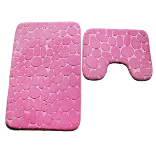 Embossed Stone Two-Piece Bathroom Toilet Floor Mat PVC Non-Slip Absorbent Carpet Door Mat - Image 2
