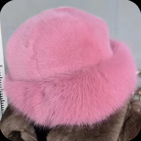 New Mongolian hat with thickened insulation, faux fur fashion basin hat, faux mink fur women's fisherman hat - Image 7