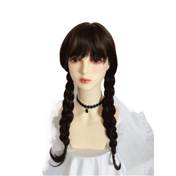 Addams Family Animated Wig Black Double Ponytail Braid Wig - Image 5