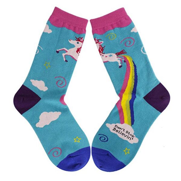 Unicorn Rainbow Printing Autumn And Winter Leisure In The Tube Sports Holiday Gift Socks - Image 5