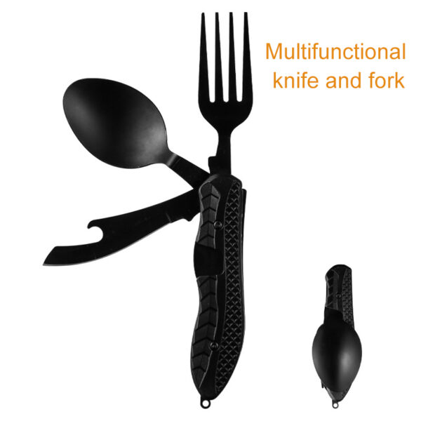 Multifunctional camping tableware stainless steel knife fork spoon, outdoor portable survival eating tools - Image 6