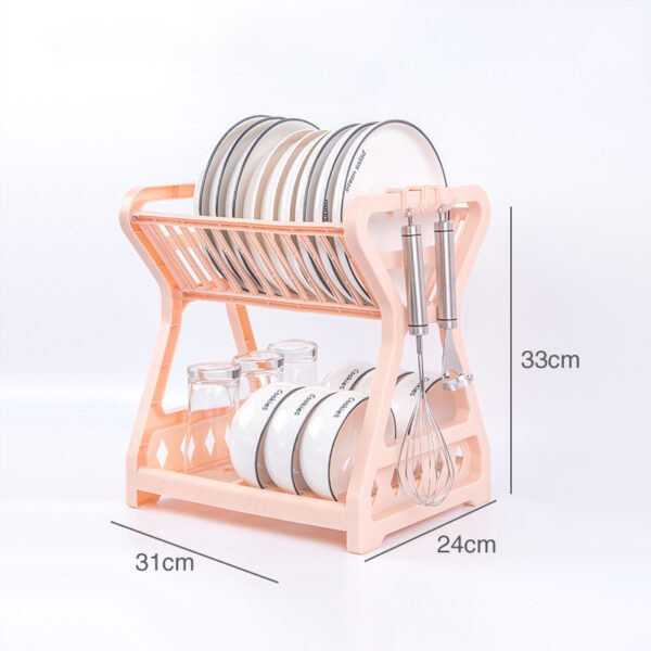 Dish Rack Kitchen Storage Table Chopsticks Rack Multi-Functional Drain Rack Household Double-Layer Rack - Image 9