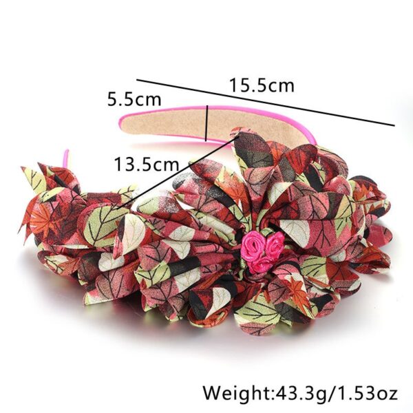 Fashionable leaf pattern fabric oversized flower headband - Image 8