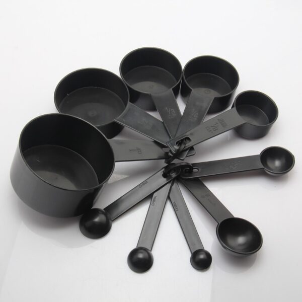 10-Piece Plastic Measuring Cups Black - Image 2
