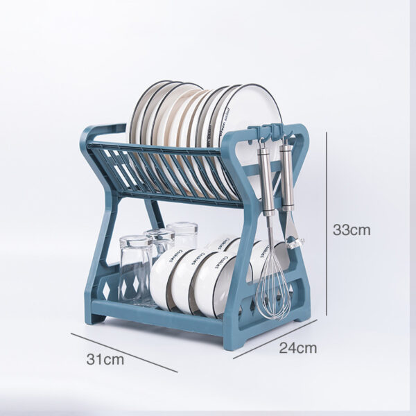 Dish Rack Kitchen Storage Table Chopsticks Rack Multi-Functional Drain Rack Household Double-Layer Rack - Image 8