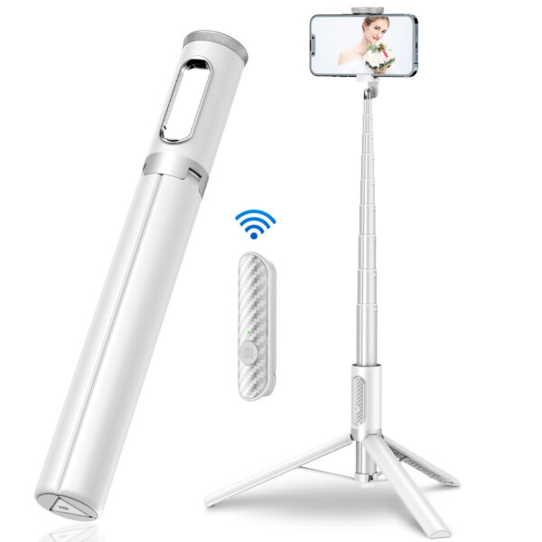 New 150cm Long Selfie Stick Tripod Carbon Fiber Plastic Detachable Remote Control AB202 Max Phone Compatibility Rotatable - Image 3