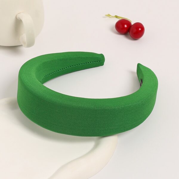 New hairband sponge thickened and widened headband high skull top hair clip mesh red wide edge pressed hair headwear for women - Image 11