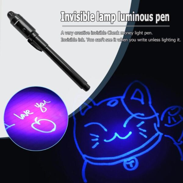 2 in 1 Luminous Light Invisible Ink Pen UV Check Money Kids Drawing Secret Learning Educational Magic Pens - Image 4