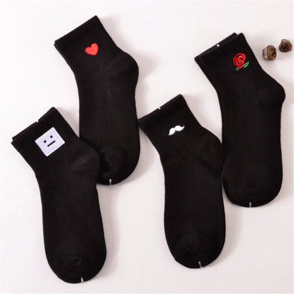Women Size New Cotton Short Socks Killer Cupid Moustache Milk Cola Leon Clover Love Smile Face Mathilda Rose Tongue - Image 3