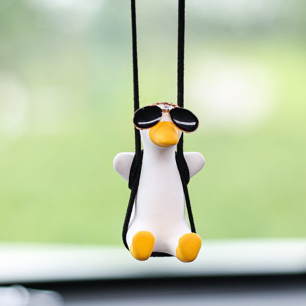 Cute Duck Car Pendant Swinging Autumn Car Rearview Mirror Pendant Pendant Pendant Car Interior Accessories Female Perfume Handmade Duck - Image 2