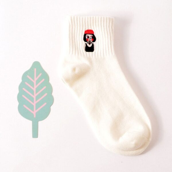 Women Size New Cotton Short Socks Killer Cupid Moustache Milk Cola Leon Clover Love Smile Face Mathilda Rose Tongue - Image 14