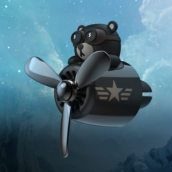 Hako Bear Airplane Car Aromatherapy Cartoon Cute Creative Little Black Bear Pilot Car Air Outlet Perfume - Image 2