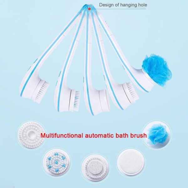 5 In 1 Electric Bath Shower Brush Exfoliation Spin Spa Massage Body Clean Brush Electric Massage Multi-Function Bath Brush Tool - Image 2