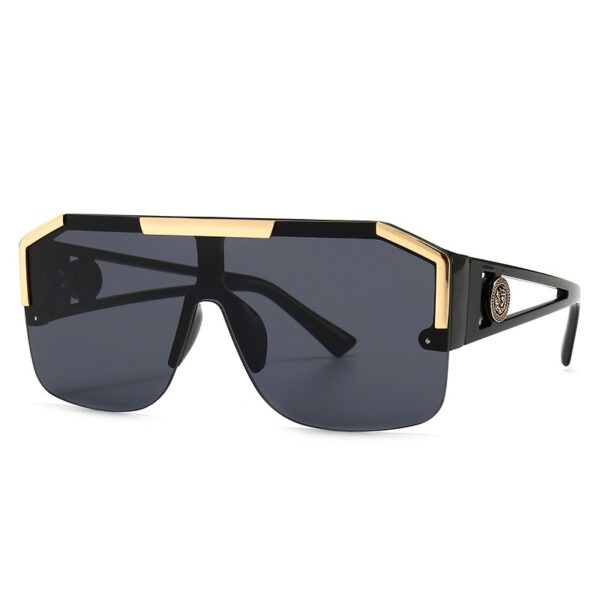 Oversized Square Sunglasses Men Women Vintage Metal Big Frame Semi-Rimless One Lens Sun Glasses UV400 - Image 2