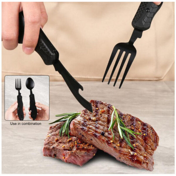 Multifunctional camping tableware stainless steel knife fork spoon, outdoor portable survival eating tools - Image 2