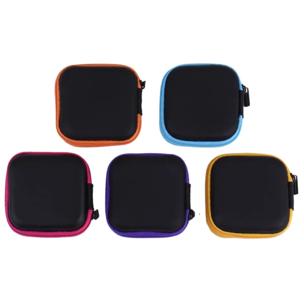 Mini Zipper Hard Headphone Case PU Leather Earphone Case Storage Bag Protective USB Cable Organizer Portable Earbuds Box - Image 3