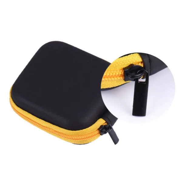 Mini Zipper Hard Headphone Case PU Leather Earphone Case Storage Bag Protective USB Cable Organizer Portable Earbuds Box - Image 4