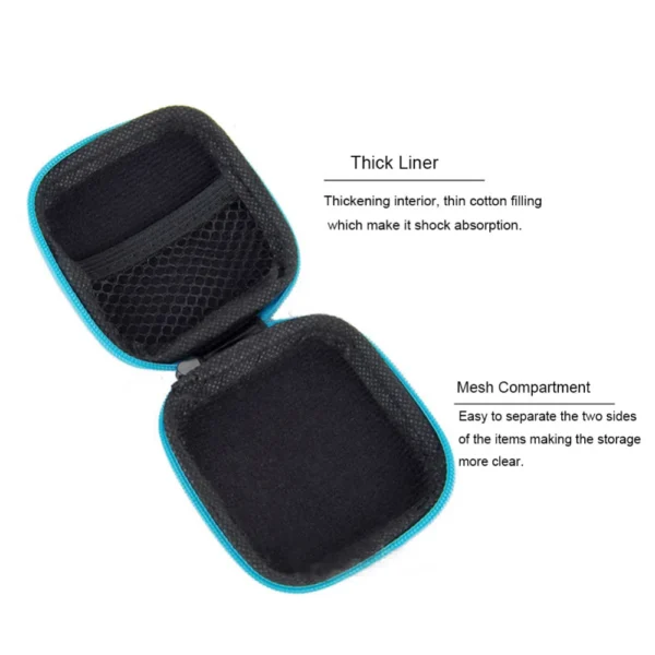 Mini Zipper Hard Headphone Case PU Leather Earphone Case Storage Bag Protective USB Cable Organizer Portable Earbuds Box - Image 6