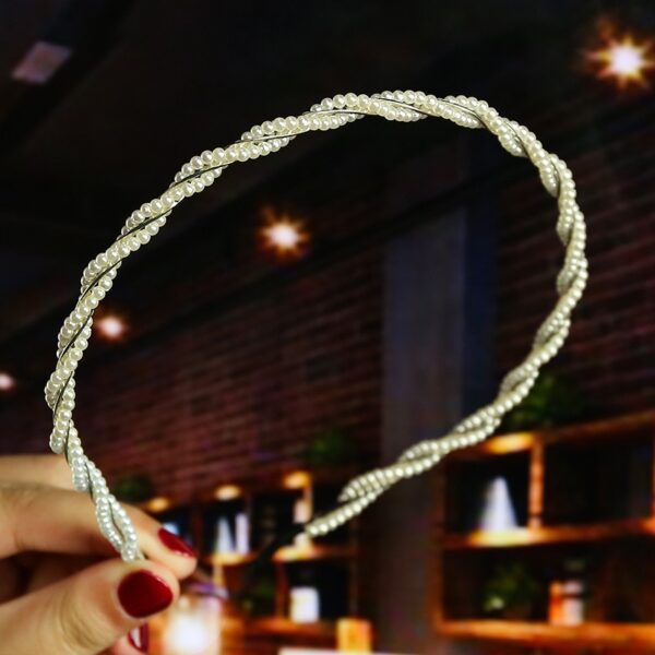 Bride's Hair Accessories Women's Handwoven Knotty Pearl Headband Japanese Korean Headdress Bow Hair Clip Crown Headband - Image 31