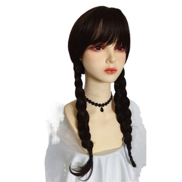 Addams Family Animated Wig Black Double Ponytail Braid Wig - Image 4