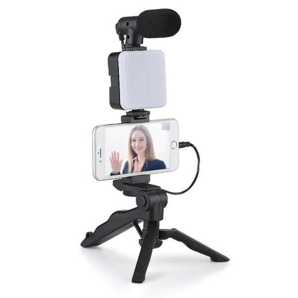 Vlogging kit for mobile phone tripod 36 led fill light and mini microphone for live stream, video TikTok YouTube - Image 5
