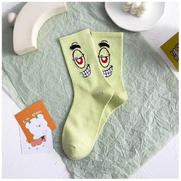 Colored cartoon long tube socks for autumn and winter SpongeBob SquarePants funny mid tube socks - Image 4
