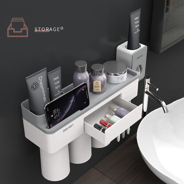 Magnetic Adsorption Toothbrush Holder Inverted Cup Wall Mount Bathroom Cleanser Storage Rack Bathroom Accessories Set - Image 4