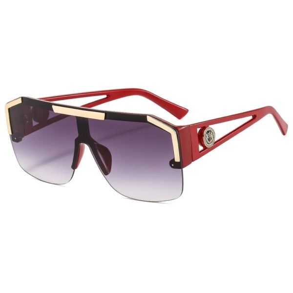 Oversized Square Sunglasses Men Women Vintage Metal Big Frame Semi-Rimless One Lens Sun Glasses UV400 - Image 19