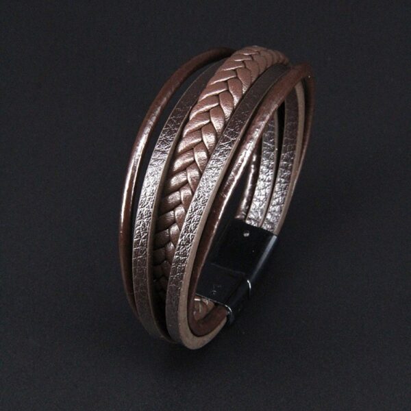 Multi layer handmade woven bracelet for men, European and American jewelry, leather rope magnetic suction vintage bracelet - Image 11