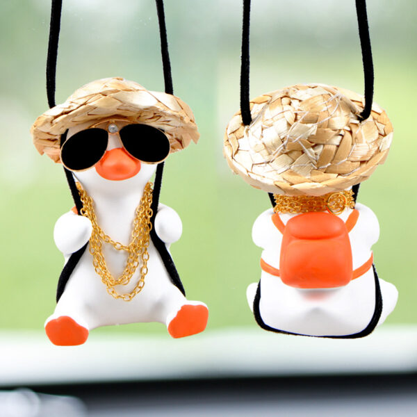 Cute Duck Car Pendant Swinging Autumn Car Rearview Mirror Pendant Pendant Pendant Car Interior Accessories Female Perfume Handmade Duck - Image 5