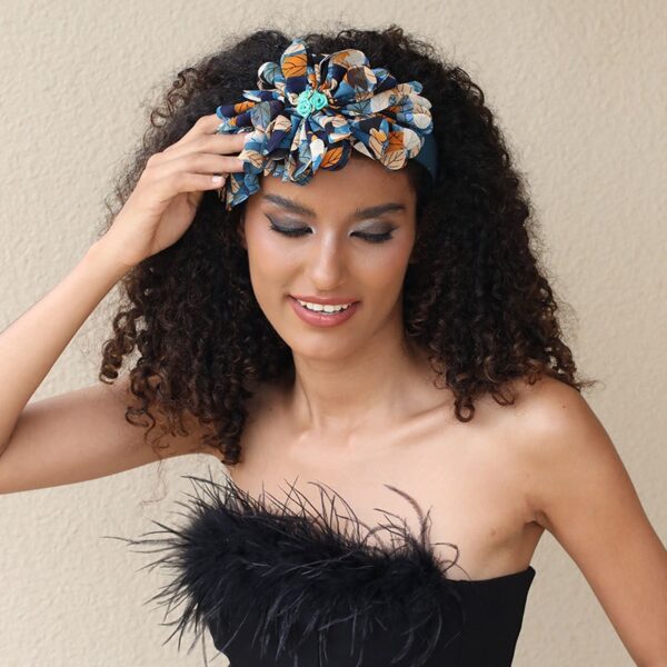 Fashionable leaf pattern fabric oversized flower headband - Image 10