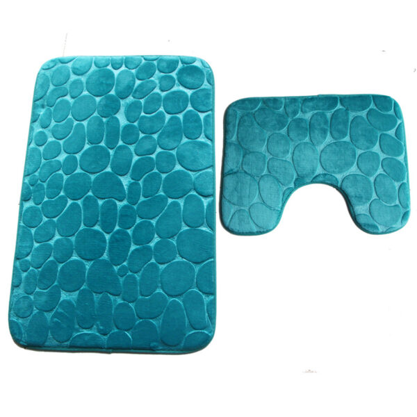Embossed Stone Two-Piece Bathroom Toilet Floor Mat PVC Non-Slip Absorbent Carpet Door Mat - Image 4