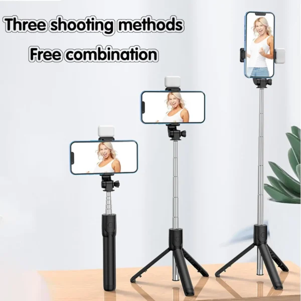 Selfie Stick with Fill Light Extendable Selfie Stick Tripod with Wireless Remote and Phone Holder Group Selfies For All  phones - Image 4